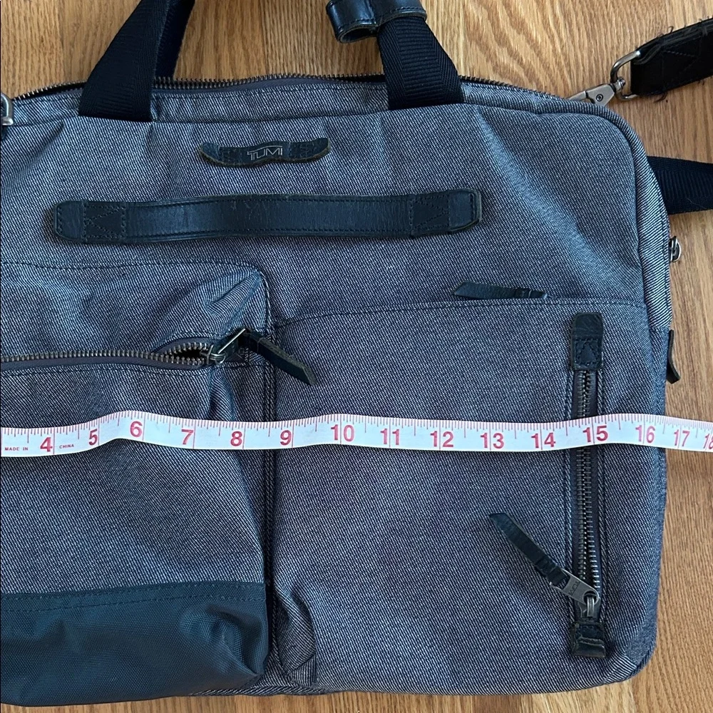 TUMI Dalston Acer Laptop Messenger Bag Gray Slim Travel Briefcase Shoulder Strap